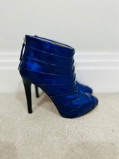 Giuseppe Zanotti stivaletti pelle blu elettrico pelle tacco 37 4