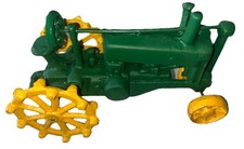 Vintage Cast Iron John Deere Tractor Toy Replica 8 Long 4 1/2 Tall 4 1/2 Wide