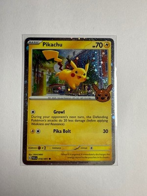 Pikachu 018/091 Holo Holo Rare Trick or Trade BOOster Near Mint