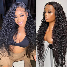 Water Wave 13X6 HD Transparent Lace Front Wigs Human Hair 180 Density Wet 26 inc
