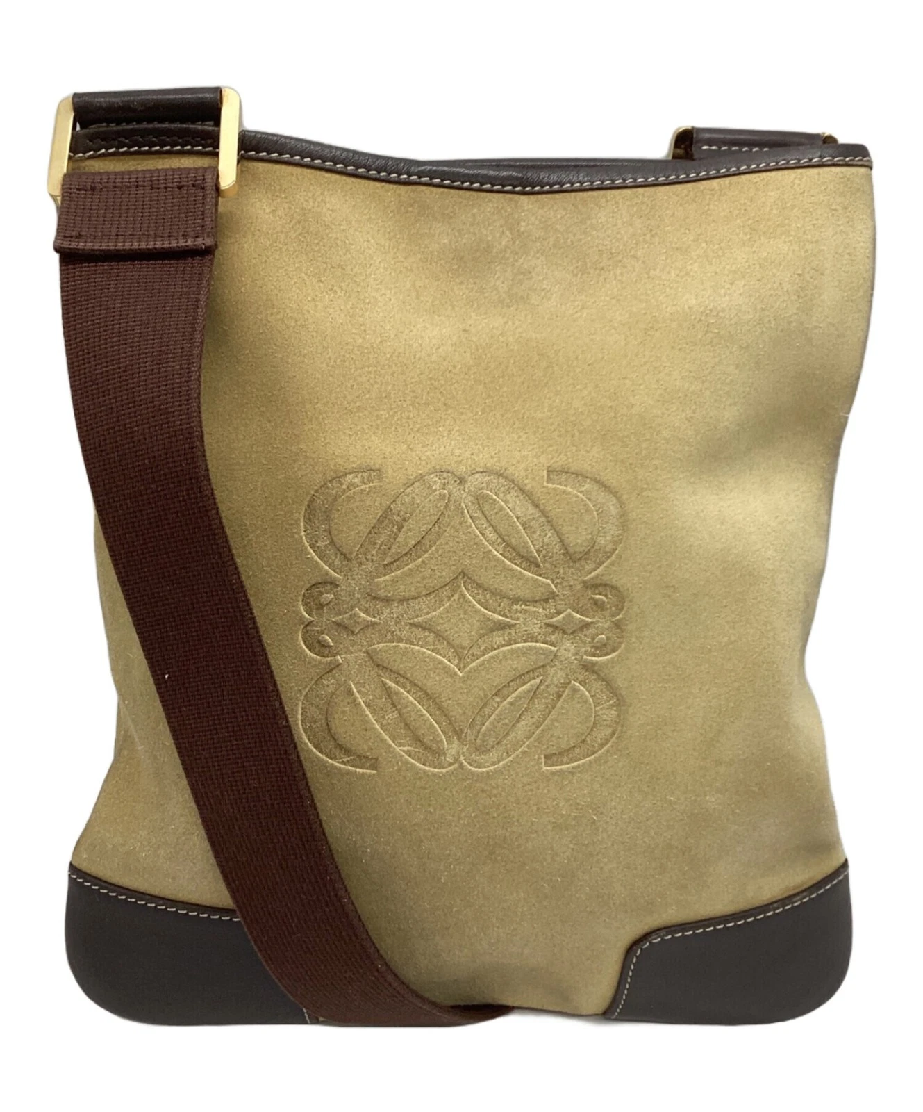 Loewe — Loewe Anagram Suede Shoulder Bag Beige #TFB6866