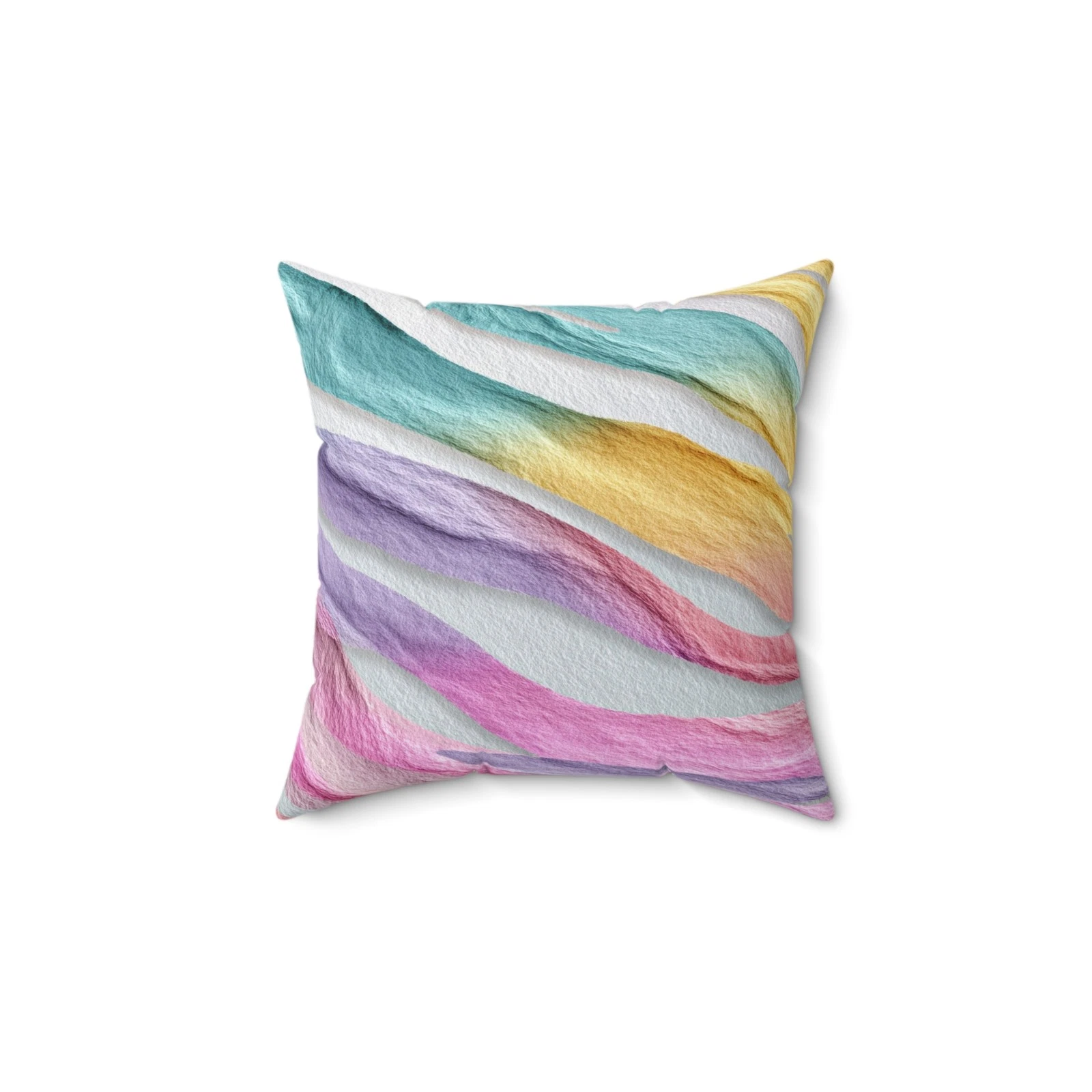 Pastel Rainbow Stripes Decorative Throw Pillow | Watercolor Accent Cushion