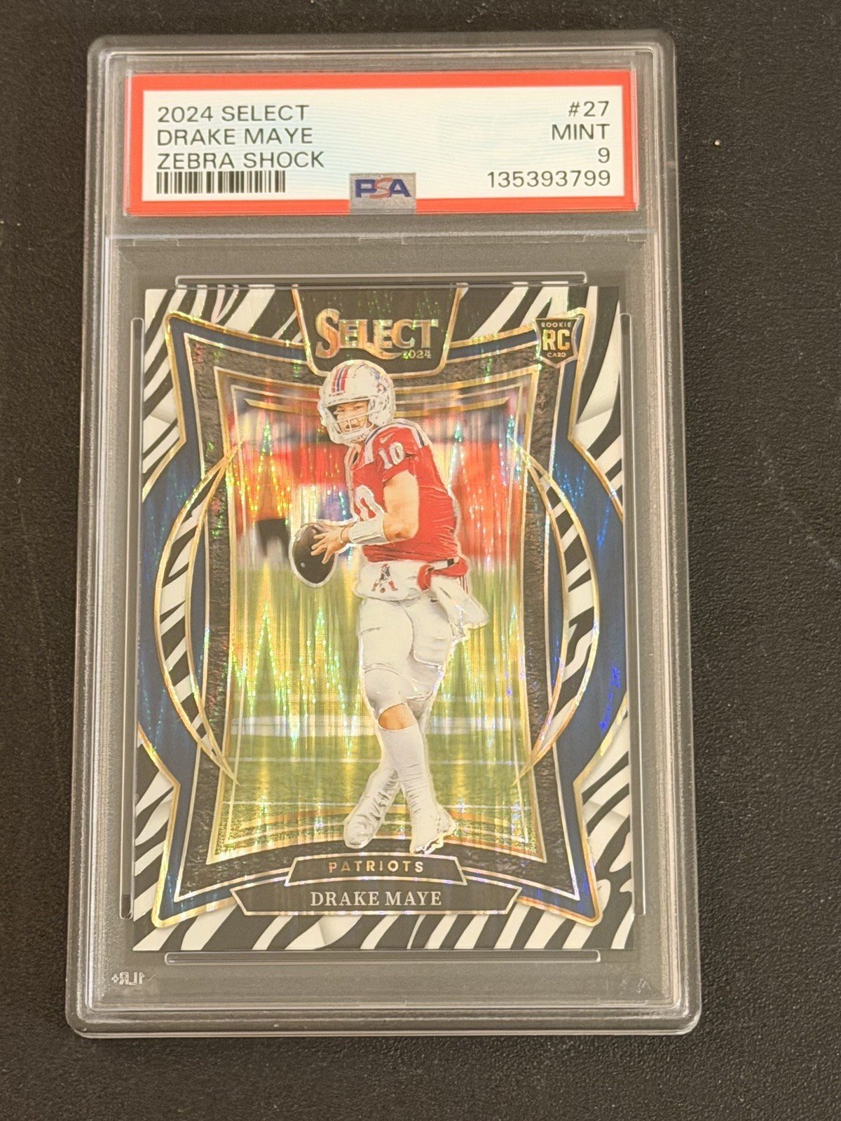 Drake Maye 2024 Panini Select #27 Zebra Prizm Shock Concourse Rookie RC Patriots