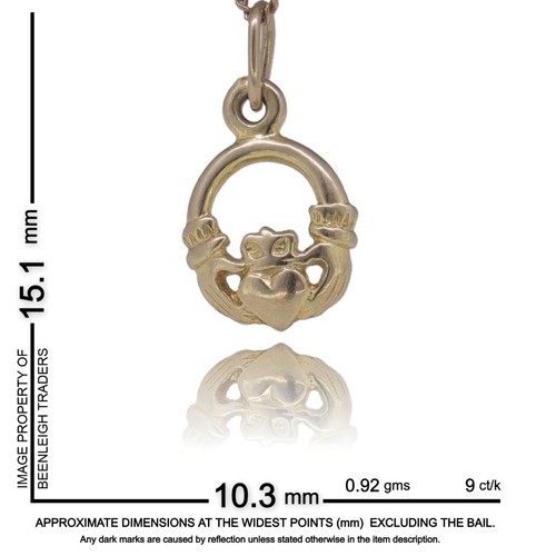Yellow Gold CLADDAGH CHARM or PENDANT Guaranteed Genuine 9ct Gold - Picture 5 of 10