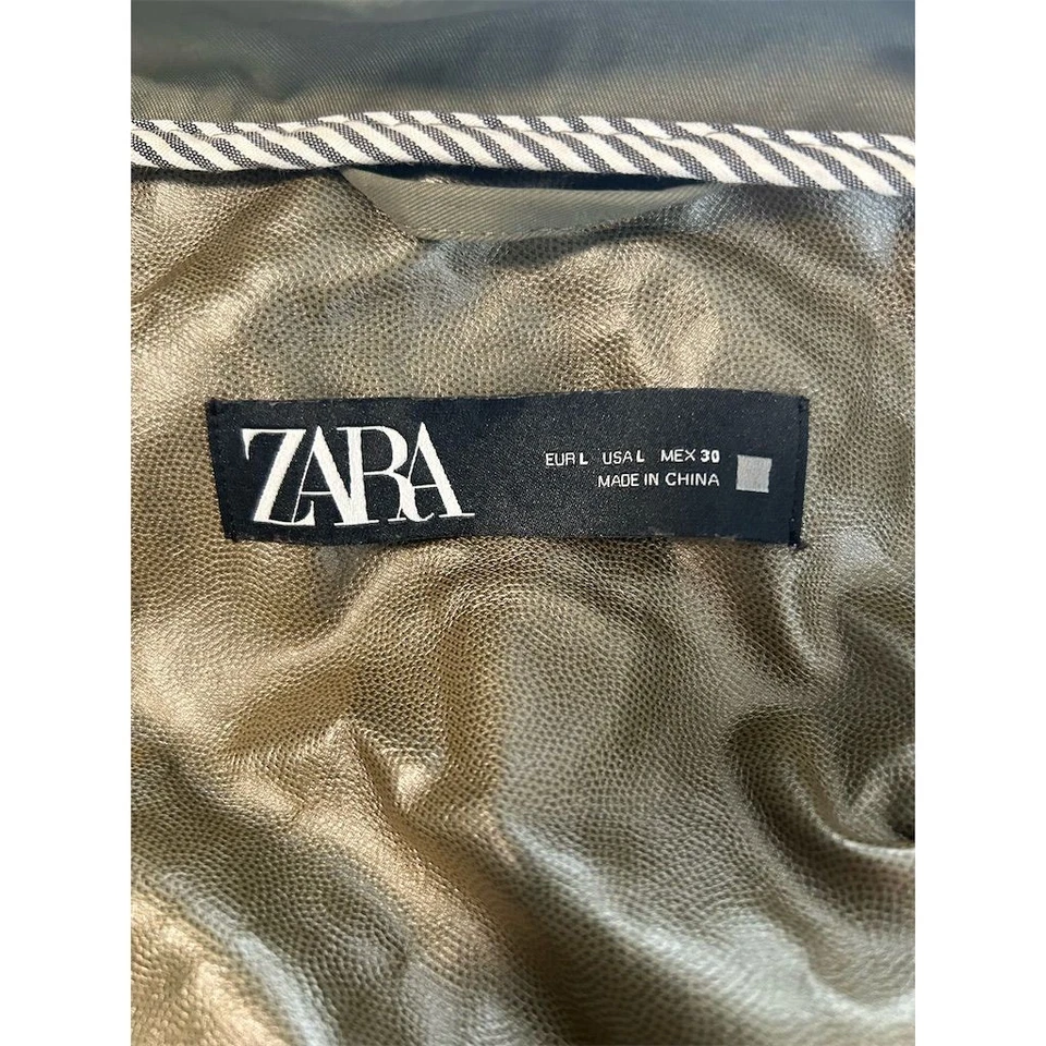 Chaqueta de lluvia para mujer Zara con capucha verde talla L abrigo informal de longitud media Foto 4 de 4