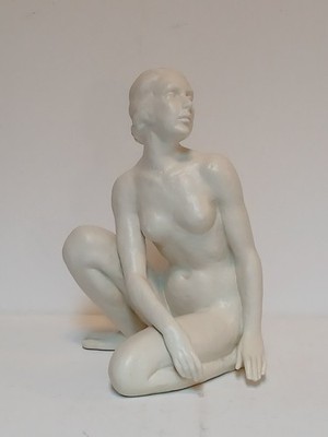 Schaubachkunst KNIENDE Weiblicher Akt Porzellan Figur Unbemalt ART DÉCO 1920er 