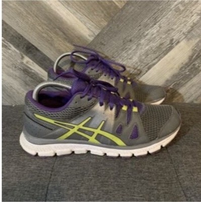 ASICS S456L Women's Low Top Sneaker Gray Purple Yellow Breathable Mesh Lace Up