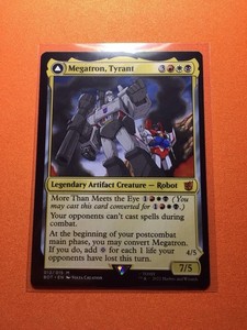 megatron mtg card Megatron, Tyrant // Megatron, Destructive Force [12] [Universes Beyond: Transformers] [Foil]  Face to Face Games Your opponents cant cast spells during combat Magic: The Gathering Secret Lair: