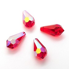 1 Rare Vintage Swarovski 6000 22x11mm Light Siam AB Teardrop Pendant