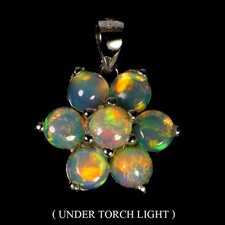 925 Sterling Silver Pendant Round Fire Opal 4mm Natural Gemstone Jewelry