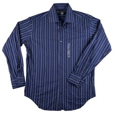 Banana Republic Dress Shirt Mens 16-16.5 L Blue Stripe 100 Cotton Long Sleeve