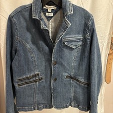 Y2K TOMMY HILFIGER STRETCH DENIM WASHED LONG SLEEVE JACKET BIG GIRLS 14 LARGE