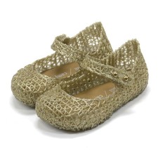 Mini Melissa Campana Papel Flats Round Toe Low Top Gold Baby Toddlers 10 M US
