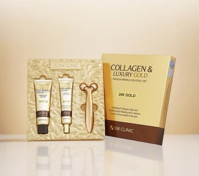 3W CLINIC Collagen & Luxury Gold Premium Wrinkle Solution 3pc Skincare Set
