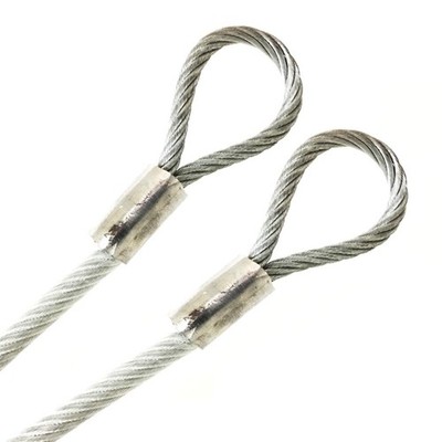 , 1/4'' Vinyl Coated Galvanized Steel Cable with Looped Ends, 3/16'' Core Diame...