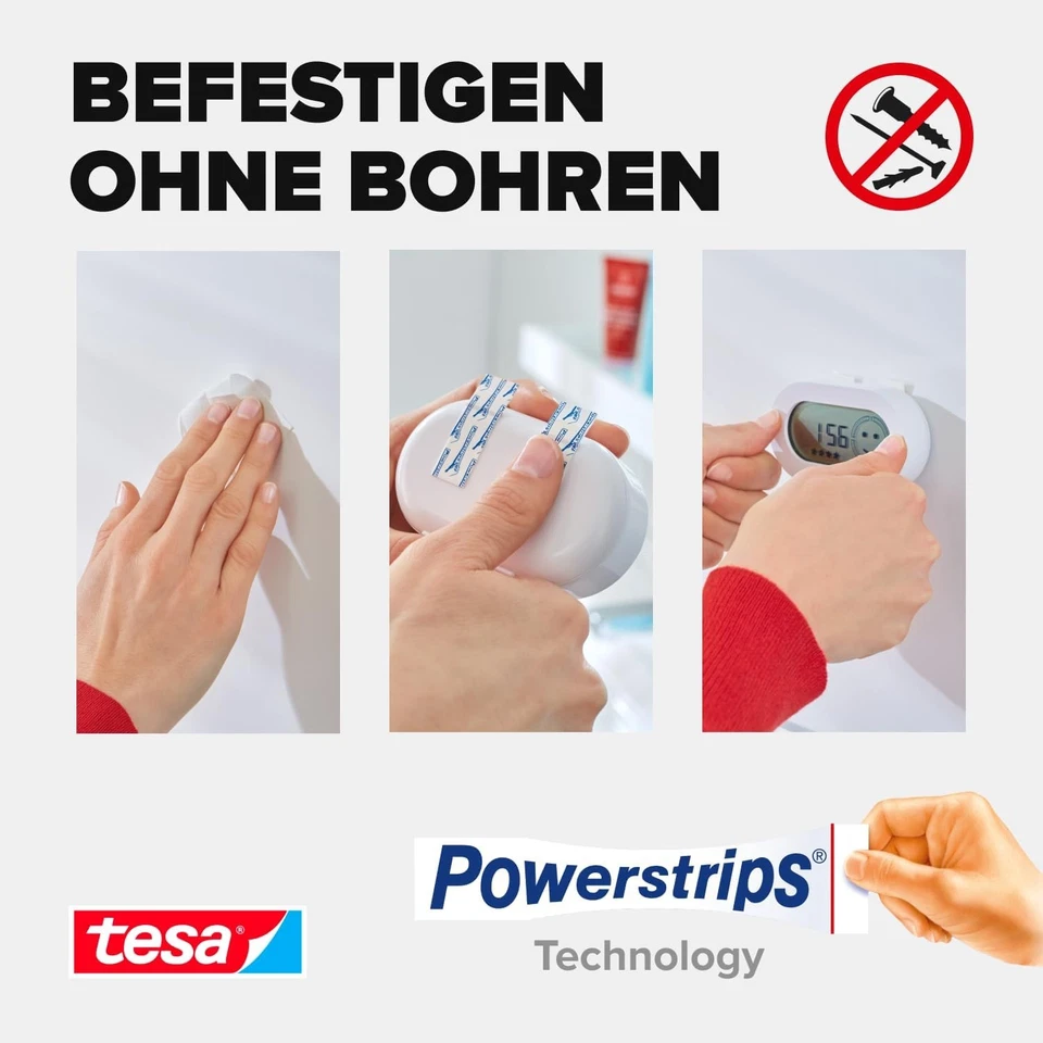 tesa Powerstrips Large Doppelseitige Klebestreifen Halteleistung 2kg 10Stk - Bild 4 von 4