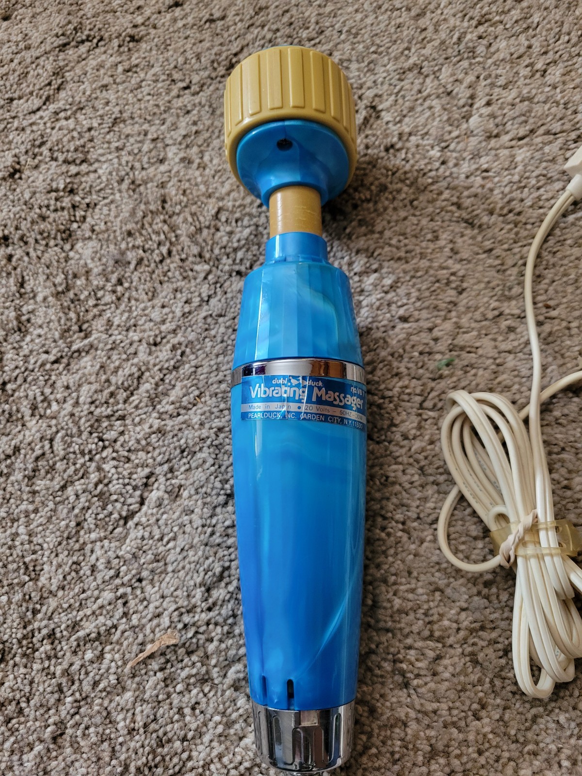Vintage Dubl Duck Vibrating Massager Wand 2 Speed VB-7 Pearlescent Blue