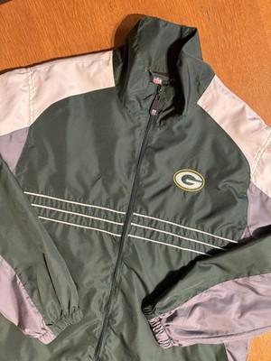 Green Bay Packers Reebok NFL Jacket Men s L Full Zip Windbreaker Y2K