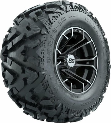Set of 4 GTW 10'' Spyder Matte Gray/Machined Wheels with 20'' Barrage Mud Tires