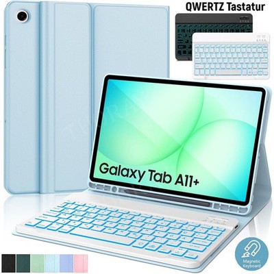 Für Samsung Galaxy Tab A11+ A9+ S11 S10 Lite S9 FE Hülle mit Beleuchtet Tastatur