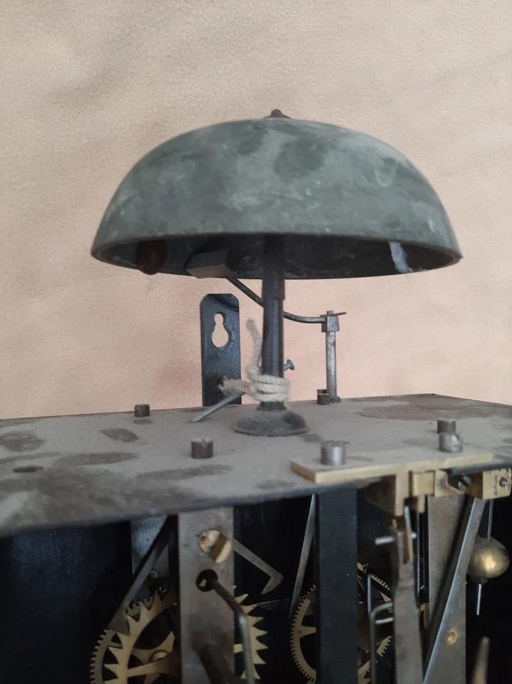 ANTIQUE WEIGHT DRIVEN COMTOISE MOVEMENT AND HANGING BRACKET - Image 3 of 4