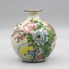 Chinese Antique Porcelain Fugui Peony Apple Bottle Vase Qing Dynasty Qianlong