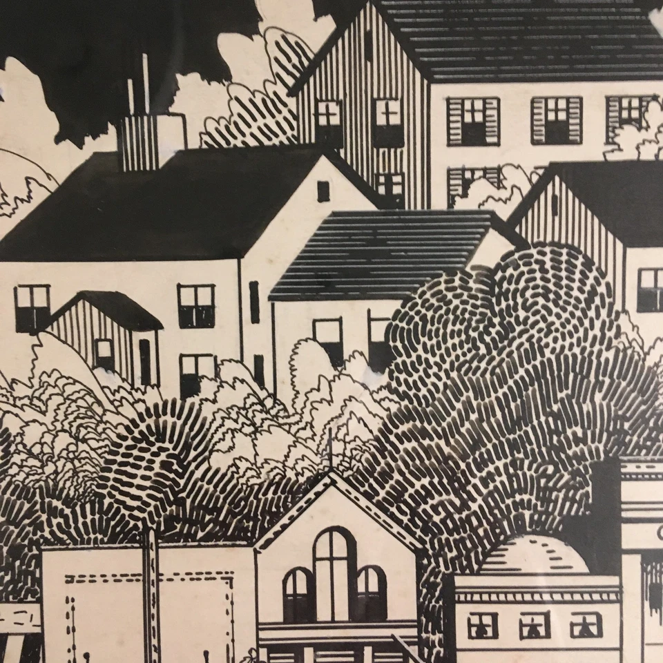 vntg illustration drawing Art Deco Social Realism Regionalism Industrial WPA - Image 4 of 4