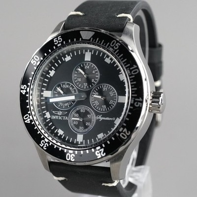 INVICTA 7401 Diver Calendar Herrenuhr 45mm Vintage Neue Batterie Neues Lederband