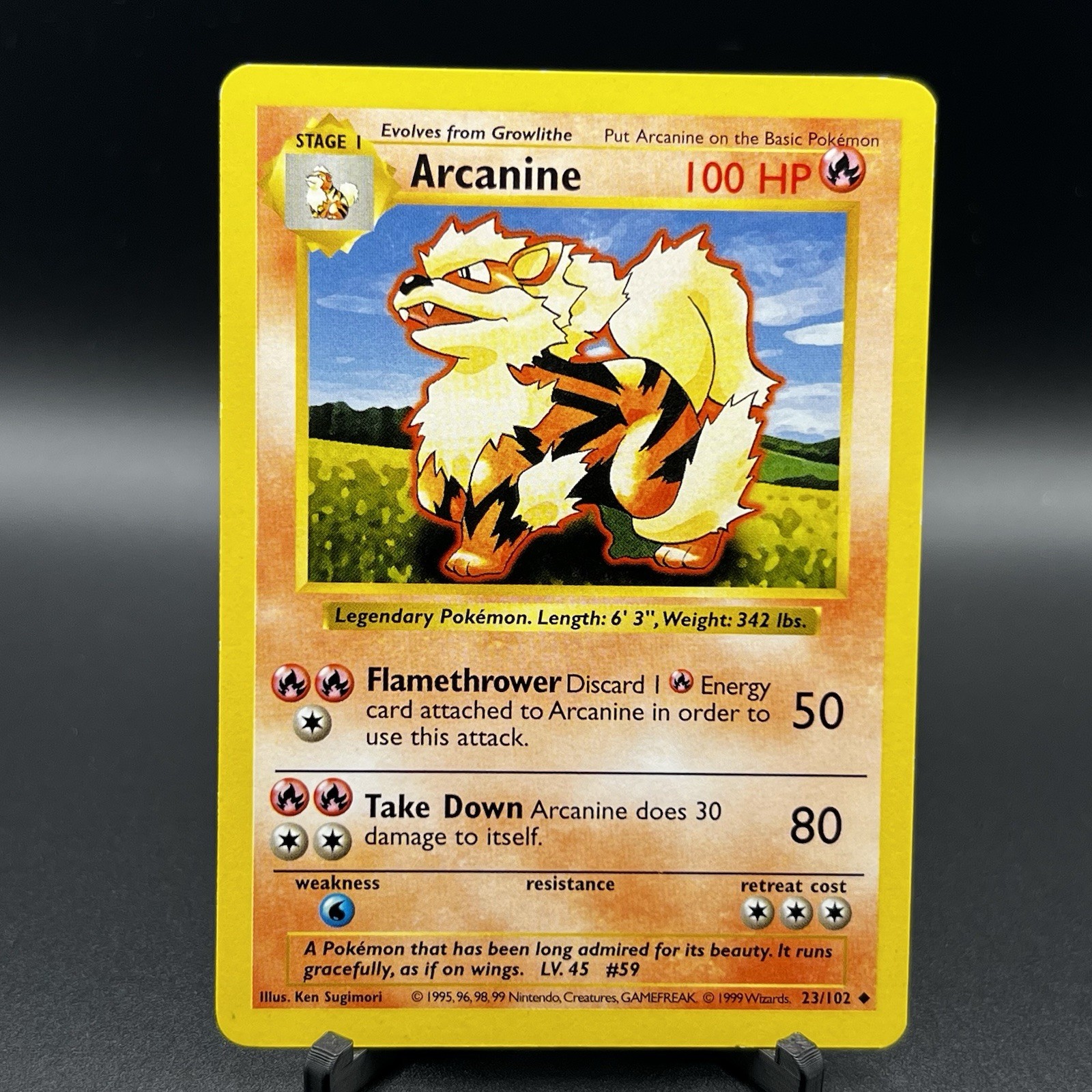 Pokemon - 1999 Base Set Shadowless - Arcanine 23/102 - Uncommon NM Vintage WOTC