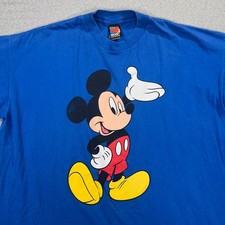 Vintage Mickey Unlimited Disney T-Shirt Blue 2XL Double Sided Graphic USA Made
