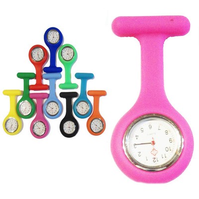 Montre-broche Silicone Cœur Pour Infirmière/soignant - Cadran Blanc - 30 Mm - Neuf