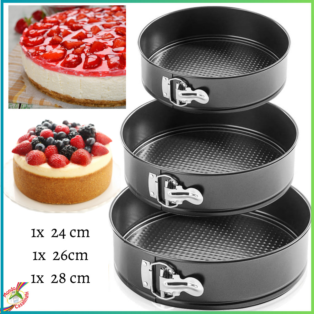 Set tris Tortiera con cerniera teglia da forno rotonda 24 26 28...
