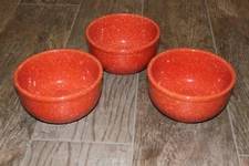 3 Orange Speckled Flecked Stoneware Chili Soup Cereal Bowls!  3 Sets Avbl! VGC!