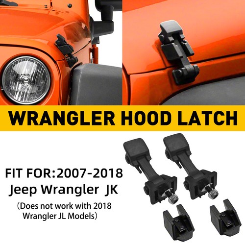 Hood Locking Latch Catch Kit For Jeep Wrangler JK JKU 2007-18 Black High Quality
