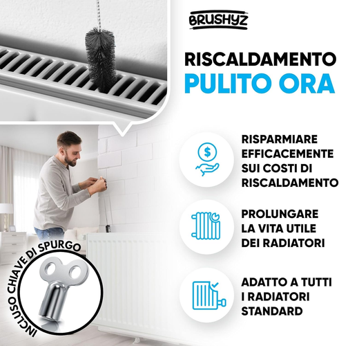Pulisci Termosifoni Flessibile Lungo 117Cm I Spazzola per Pulire Termosifoni Sen - Foto 4 di 12
