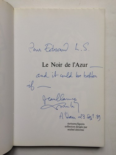 J.-C. LAMBERT " Le Noir de l'Azur " E.O. NUM. avec ENVOI, Edit° Galilée 1980 - Foto 1 di 3