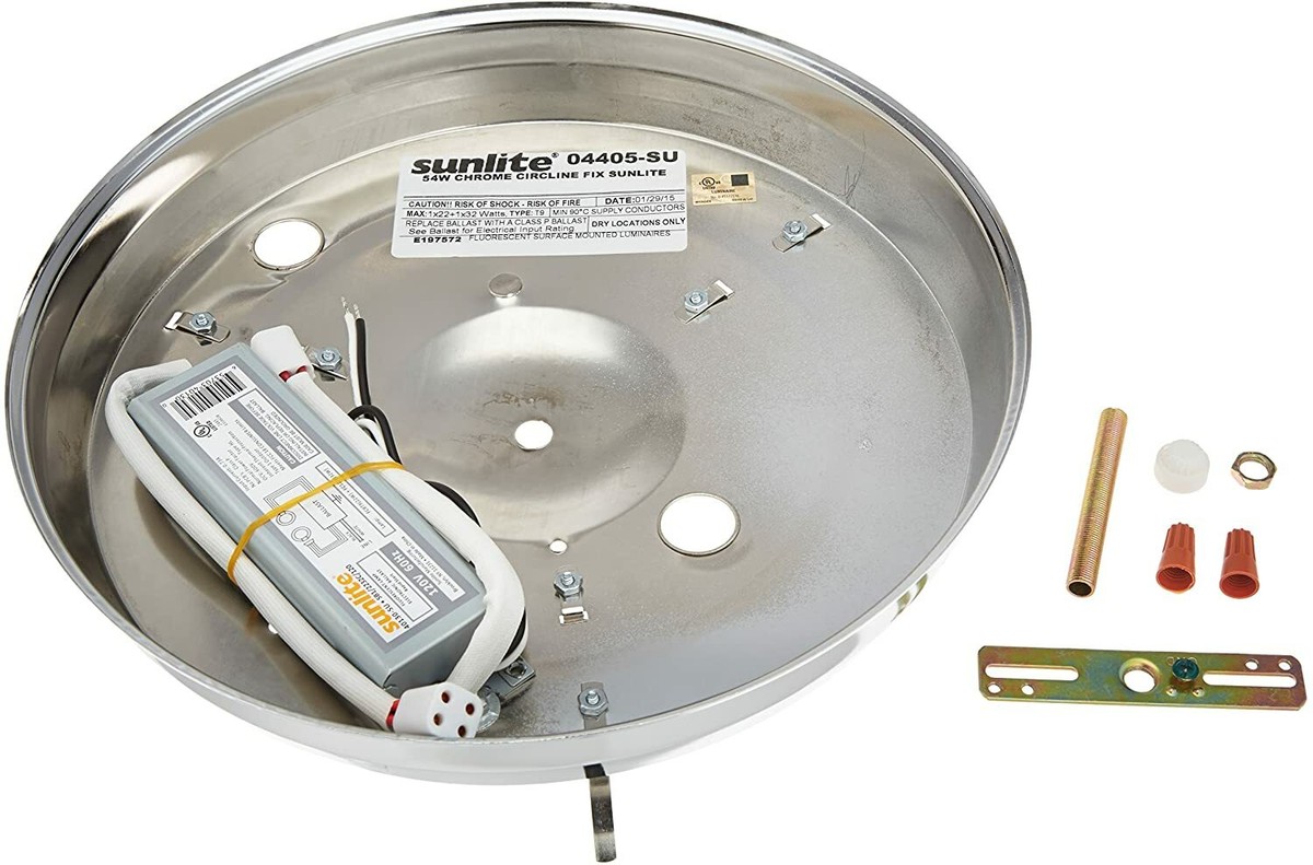 2 Fluorescent Circline 54w Watt Open Bulb Chrome Ceiling