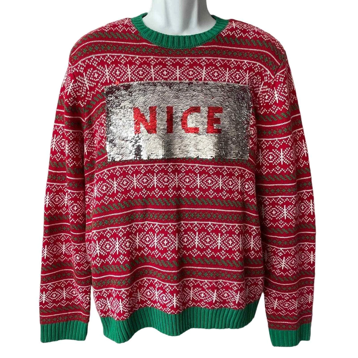 Naughty nice shop christmas sweater sequins