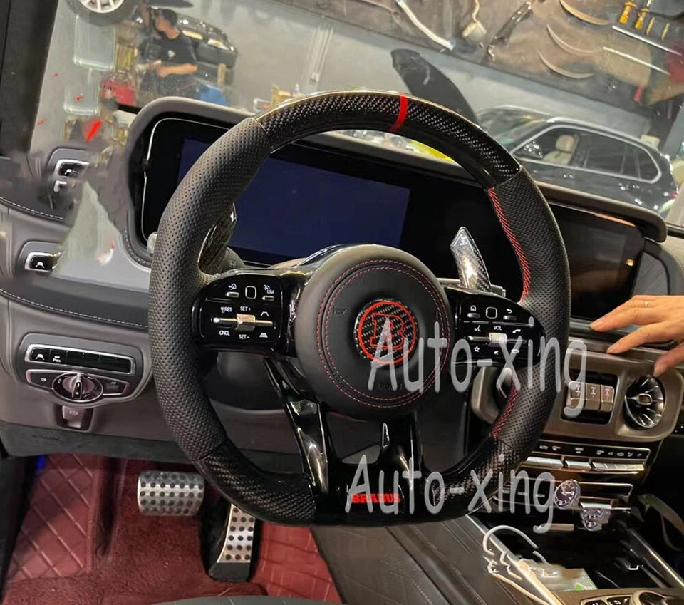 For Mercedes-Benz AMG G63 C200 E63 C43 GLE AMG Carbon Fiber Steering Wheel - Image 4 of 4
