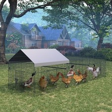 Large Metal Chicken Coop Walk-in Poultry Cage Hen Run House 130 x 40 x 40 Inch