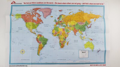 Doctors Without Borders World Map Poster Bedroom Decoration 26x17''