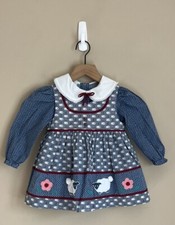 Vintage Pinafore Dress Girls Jumper Sheep Print Apron Size 3 3T Cottagecore