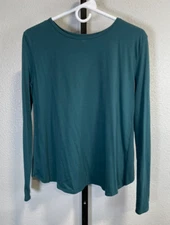 Fabletics Womens Millie Open Back Workout Active Top Long Sleeve M Teal Spruce