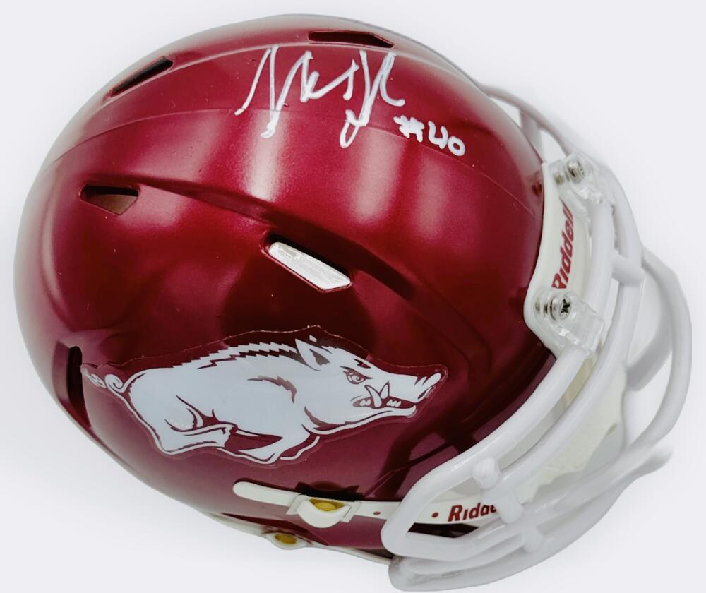 LANDON JACKSON Autographed Signed ARKANSAS RAZORBACKS MINI HELMET HOGS BECKETT J38 