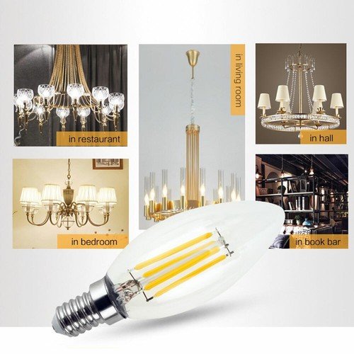 LED Filament Candle Light Bulb Dimmable E14 2W 4W 6W C35/C35L Bulb 220V 240V HL - Picture 7 of 14