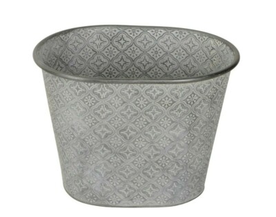 Pflanztopf Retro Metall Topf Shappy Chic oval H21 D30x22 Kübel Eimer Pflanzkübel