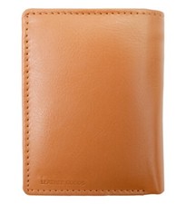 Tan RFID Blocking Premium Leather Center Flap Credit Card ID Holder