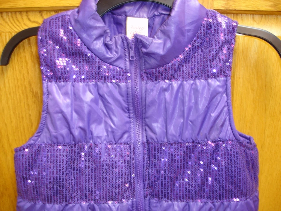 CHALECO HINCHADO NIÑA FADED GLORY SIN MANGAS LENTEJUELAS-GRANDE (10-12)-PÚRPURA Foto 3 de 4