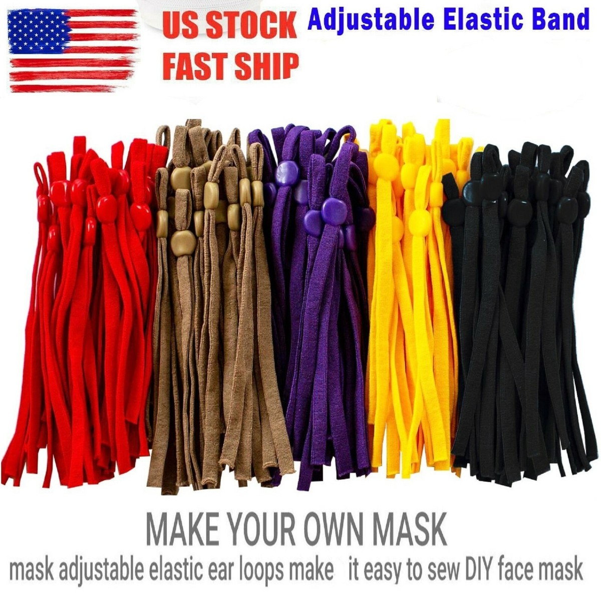 Mask Making Supplies Adjustable Mask Elastic Bands - 50 Pieces