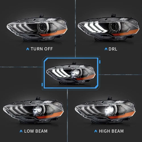 VLAND Full LED Projector Headlights For 2018-2022 Ford Mustang Front Lamps - Picture 26 of 33